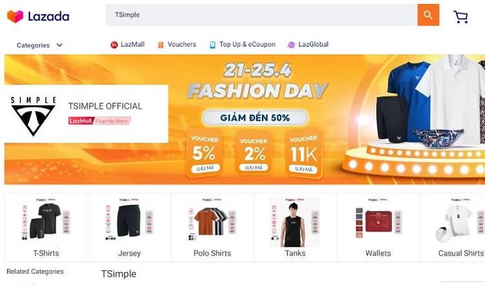 gian hàng chính hãng thời trang nam đẹp Tsimple tại Đà Nẵng
