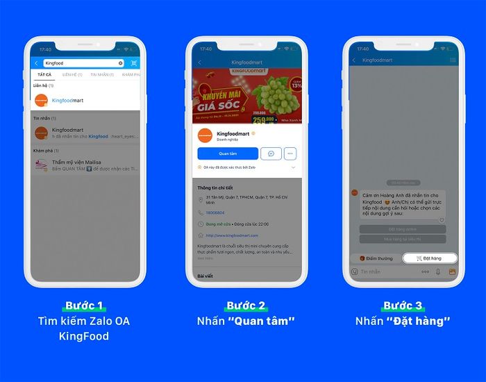 đặt mua KingFood trực tuyến qua Zalo OA