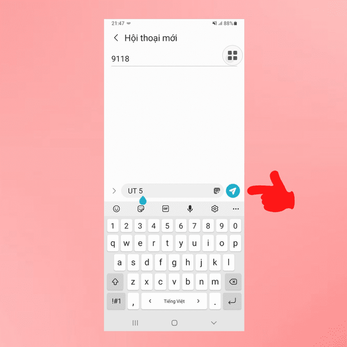 Soạn UT gửi 9118 để thực hiện ứng tiền Viettel