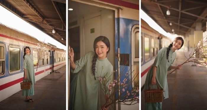 Chụp ảnh ngoại cảnh cùng áo dài Tết