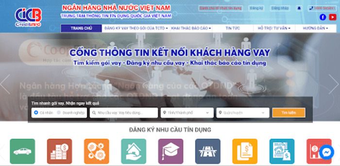 Website tra cứu thông tin tín dụng Quốc gia