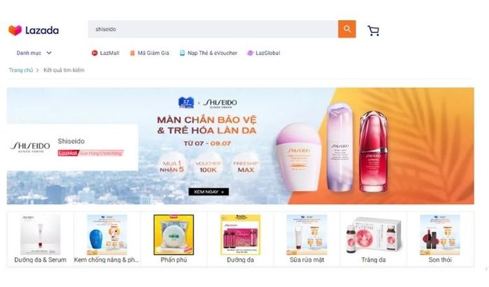 Gian hàng chính hãng của thương hiệu Shiseido