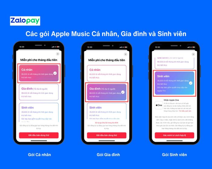 Các gói dịch vụ Apple Music