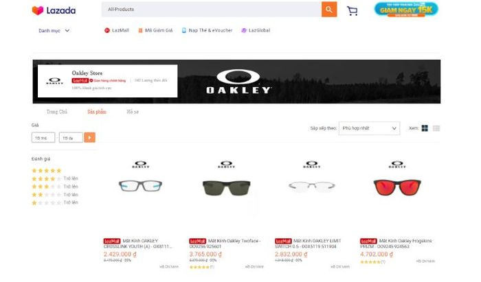 Gian hàng chính hãng của thương hiệu Oakley