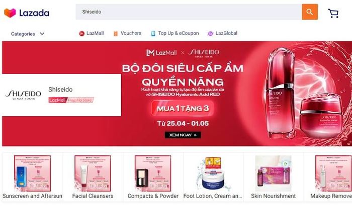 Gian hàng chính hãng Shiseido trên Lazada