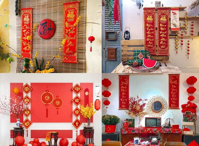 Trang trí không gian sống và phòng khách đón Tết
