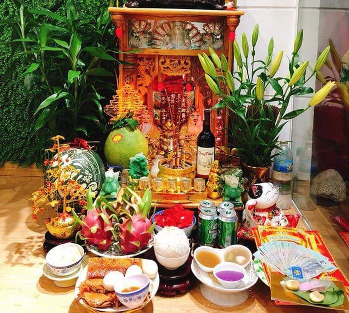 Mâm cúng vào ngày vía Thần Tài