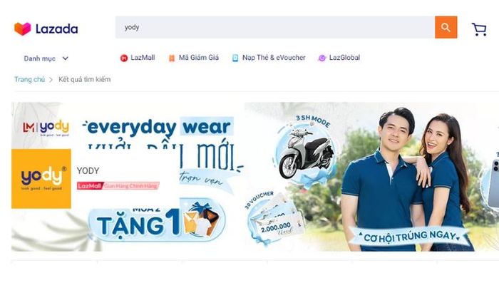 Gian hàng chính hãng của YODY trên Lazada