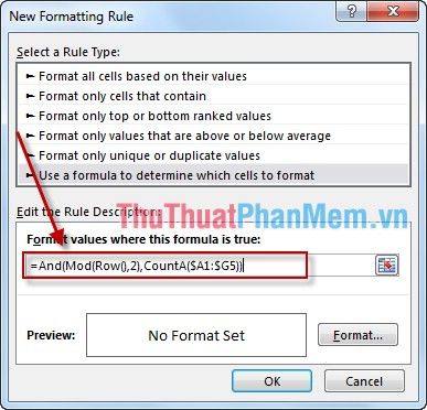 Instructions on alternating row and column colors in Excel