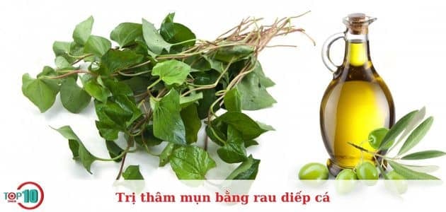 rau diếp cá và dầu oliu