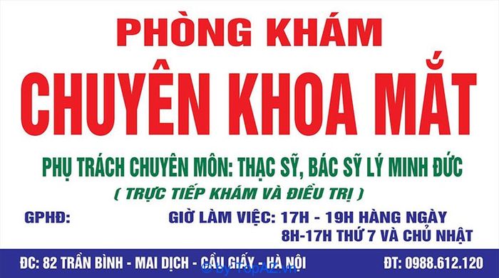 Địa chỉ khám mắt tin cậy tại Cầu Giấy