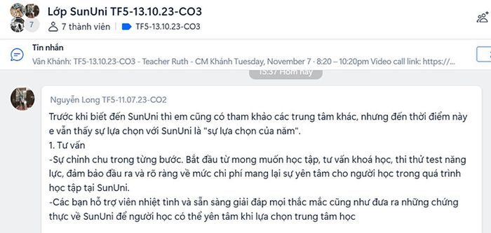 Ý kiến đánh giá của học viên tại SunUni Academy