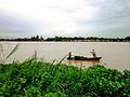 Xuồng dùng để giăng câu trên sông Hậu.