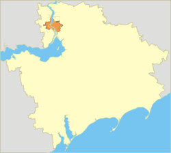 Tỉnh Zaporizhzhia (màu vàng) cùng với thành phố Zaporizhia (màu cam).