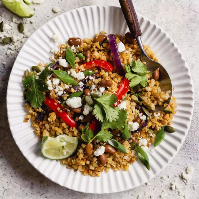 Cauliflower Rice & Beans Fajita Bowl