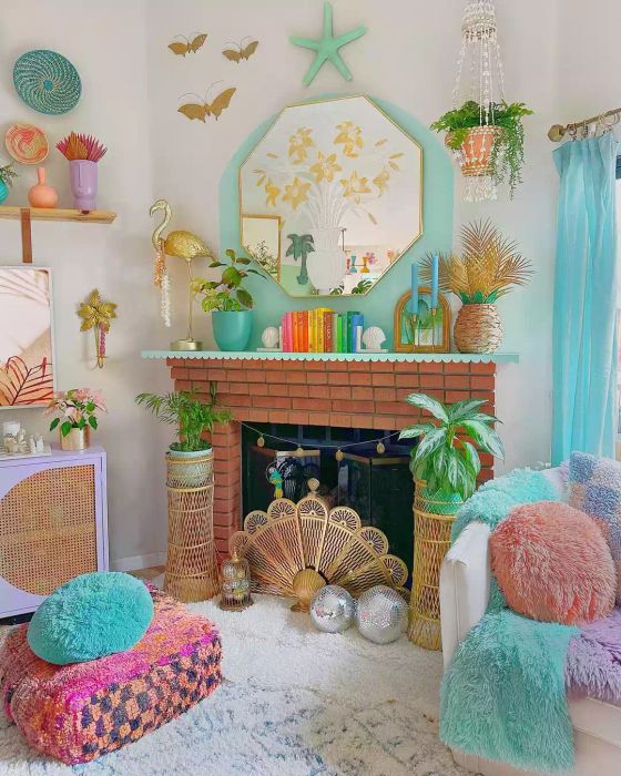 vibrant fireplace mantel decor