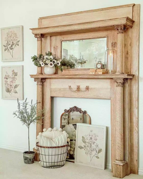 rustic-inspired mantel decorations