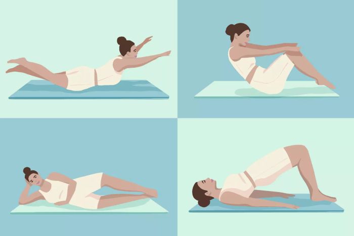 Illustration of Beginner Pilates Moves and Featured Image