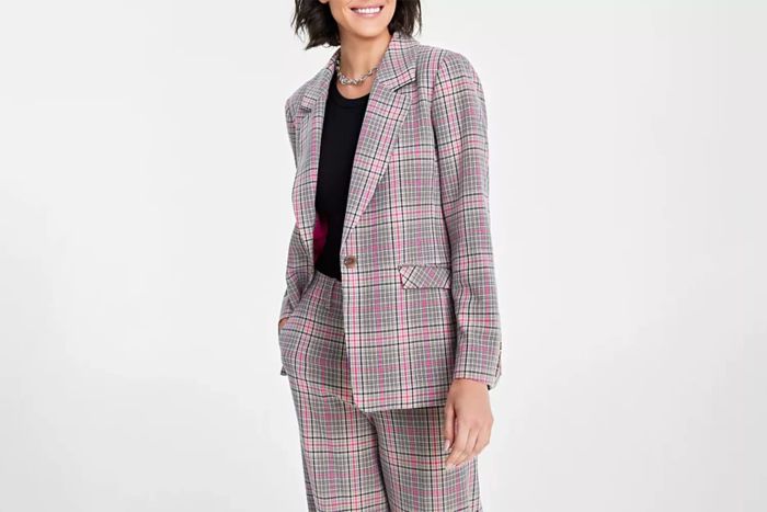 On 34th Plaid Boyfriend Blazer