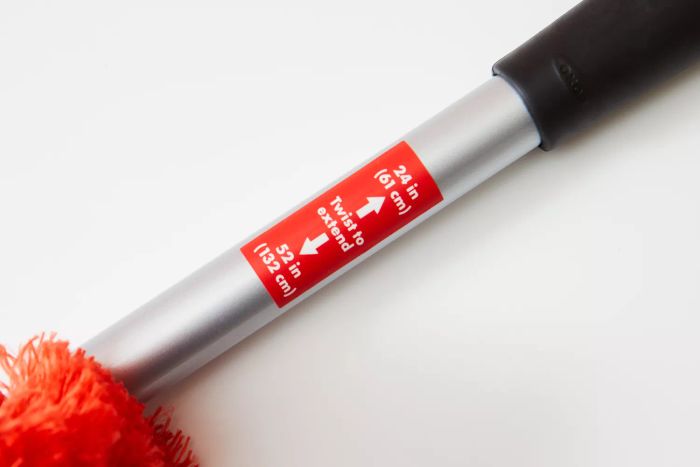 A close-up of the OXO Good Grips Microfiber Extendable Duster.