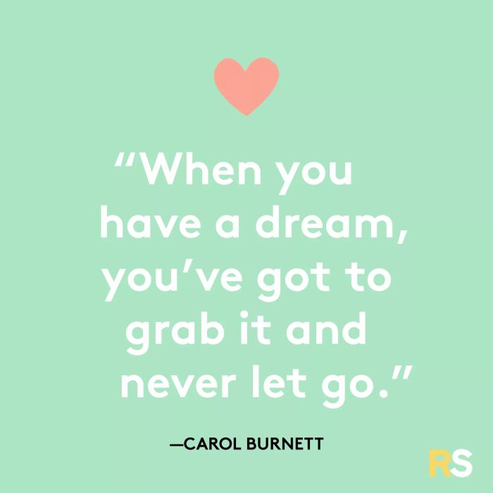 When you have a dream, you must seize it and hold onto it tightly.