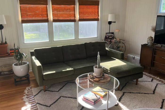 A living room showcasing the West Elm Drake 2-Piece Reversible Sectional