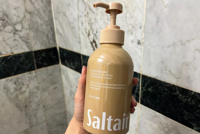 A person holding the Saltair Body Wash