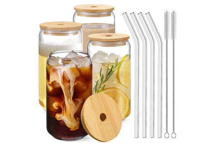 Amazon PD Netany Drinking Glasses with Bamboo Lids