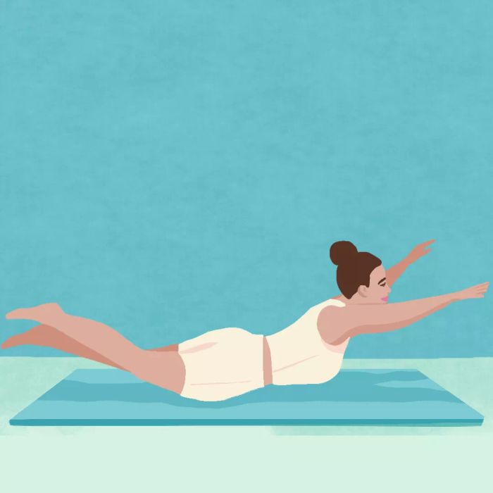 Illustration of Beginner Pilates Swimming Exercise