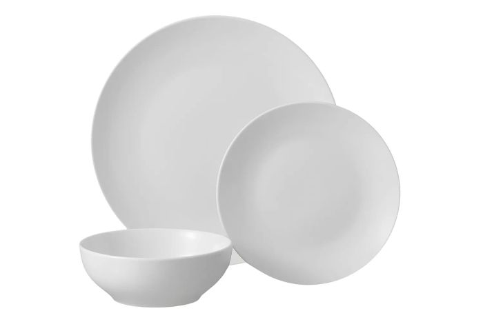 Walmart Mainstays 12-Piece Glazed White Stoneware Dinnerware Collection