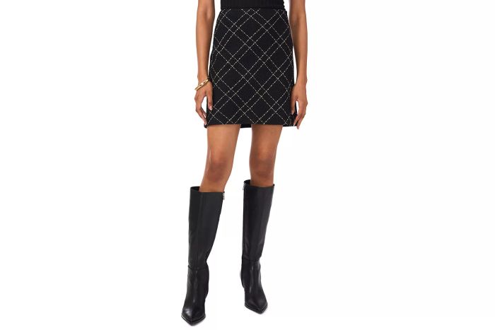 Vince Camuto Metallic Plaid Miniskirt