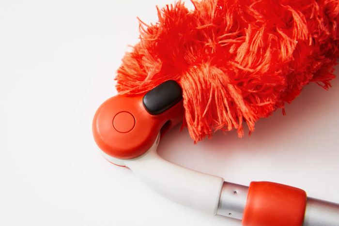 A close-up view of the OXO Good Grips Microfiber Extendable Duster.