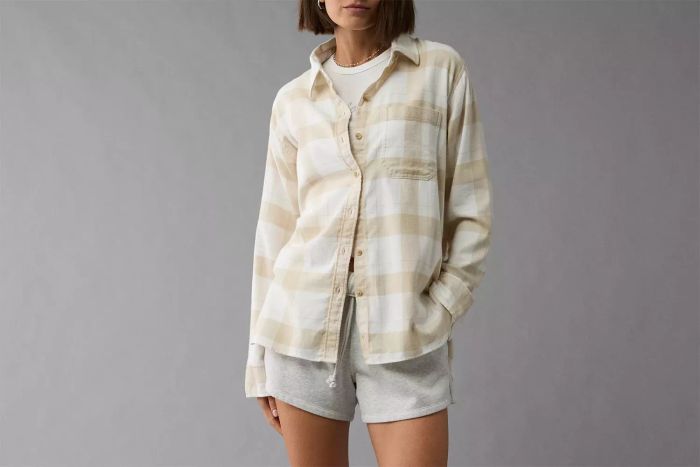 Oversized Plaid Button-Up Shirt