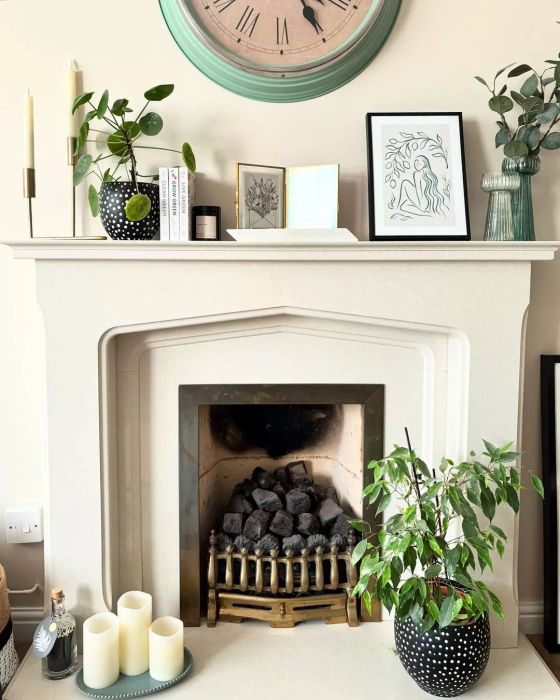 mantel and hearth beautifully decorated