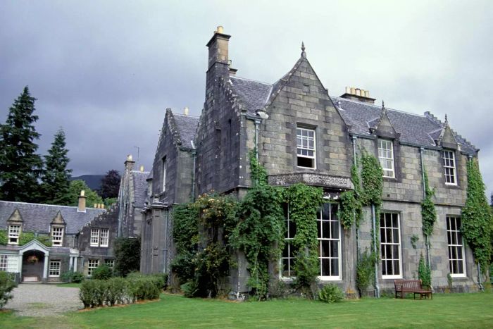 Exterior view of the mansion at Ardanaiseig Estate in Kilchrenan, Argyll, Scotland.