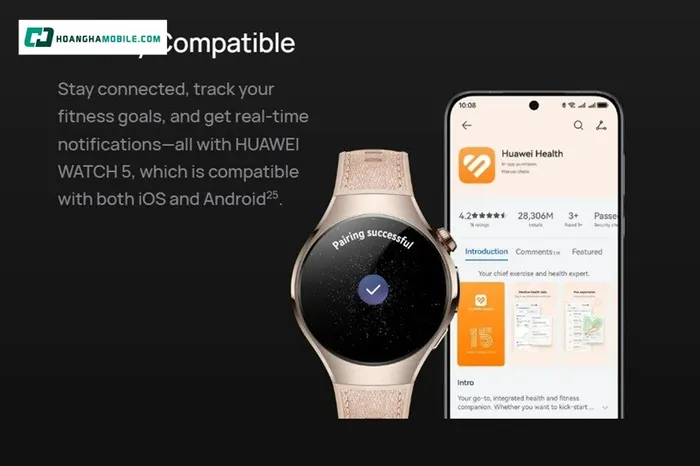 Huawei Watch 5 - 42mm hỗ trợ kết nối đa dạng, tương thích rộng rãi tạo sự tiện lợi tối ưu