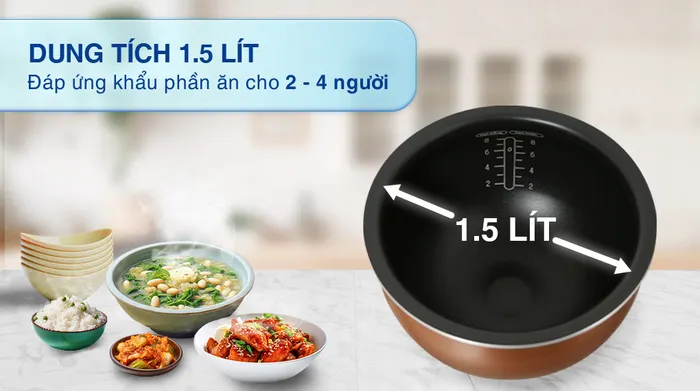 Nồi cơm cao tần Tefal 1.5 lít RK808168 - Dung tích