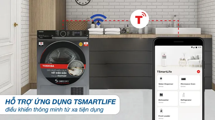 Máy sấy bơm nhiệt Toshiba 10 kg TD-BK110GHV(MK) - Tiện ích
