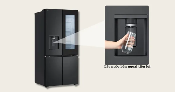 Tủ lạnh LG LFD58BLMAI có thể lấy nước bên ngoài