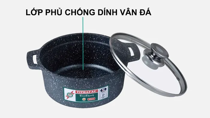 Bộ nồi chảo hợp kim nhôm đúc đáy từ Tithafac TF01 được phủ chống dính