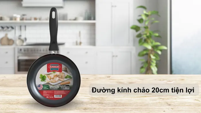 Chảo chống dính đáy từ Sunhouse SHM20MB có kích thước 20cm tiện lợi