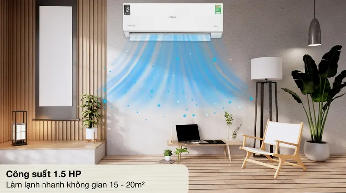Máy lạnh AQUA Inverter 1.5 HP AQA-RUV13RB3 - Diện tích phòng