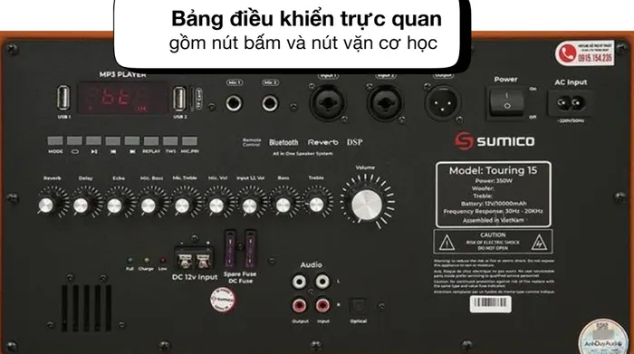 Bảng điều khiển - Loa kéo Sumico Touring 15 350W