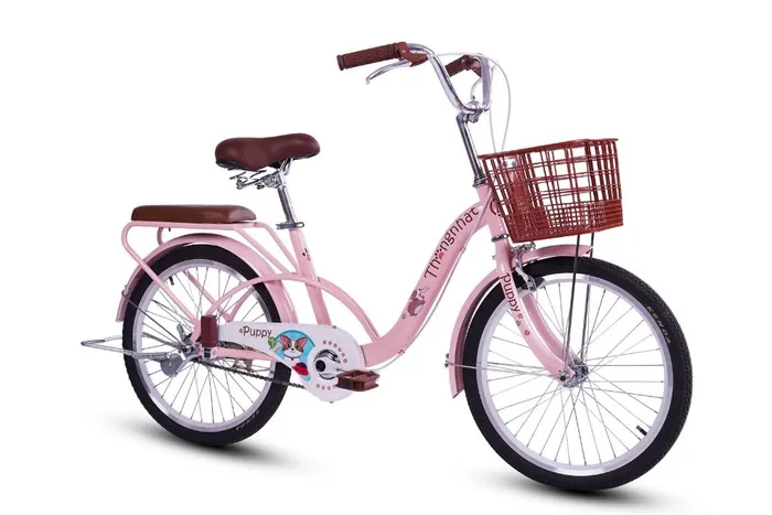Xe đạp trẻ em nữ Thống Nhất Puppy 20 inch Hồng