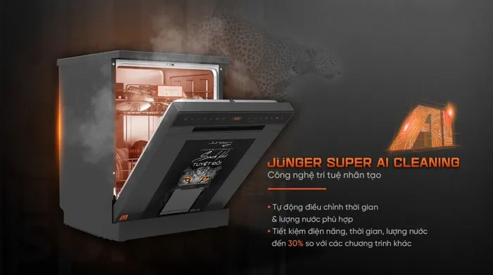Máy rửa chén độc lập Junger Leopard DWJ-143 - Công nghệ AI
