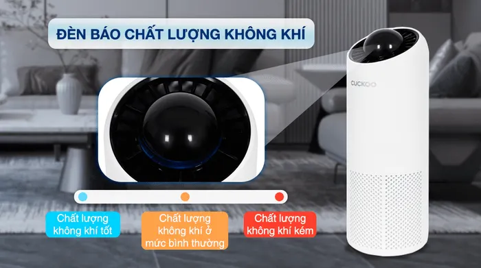 Máy lọc không khí Cuckoo CAC-AG0110FW/WHCKV 5W - Đèn báo