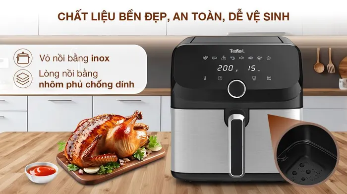 Nồi chiên không dầu Tefal EY855D68 7.5 lít - Chất liệu