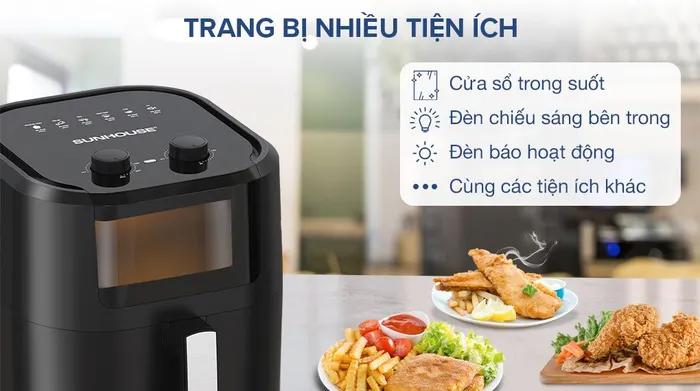 Nồi chiên không dầu Sunhouse SHD4037 9 lít - Tiện ích