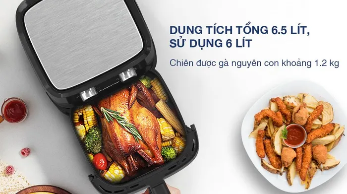 Nồi chiên không dầu Sunhouse SHD4030 6.5 lít - Dung tích