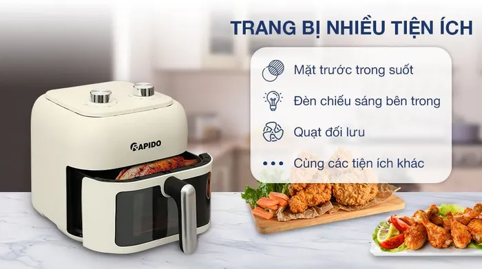 Nồi chiên không dầu Rapido RAF-7.5M3 7.5 lít - Tiện ích